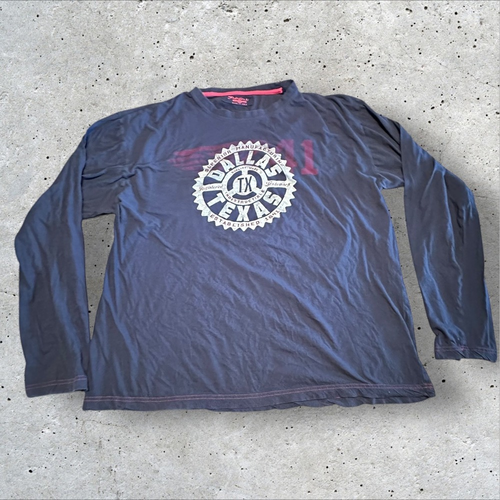 Dallas Texas Long Sleeve T-Shirt Men's XXL Blue Graphic‎ Premium 51 Cotton